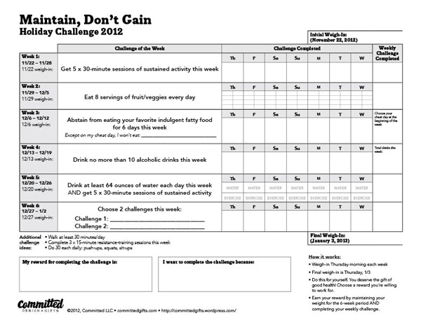 Maintain Don't Gain Holiday Weight Challenge