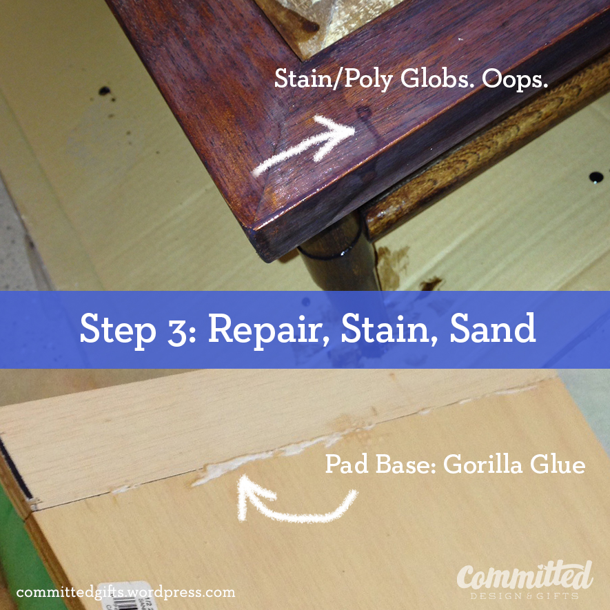 Repair, stain, sand.