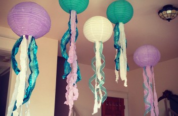 Paper lantern jellyfish for an Under the Sea party