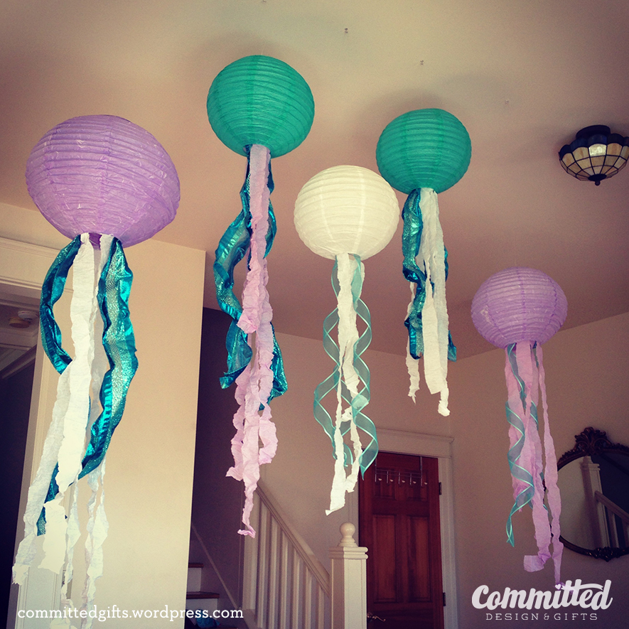 Paper lantern jellyfish for an Under the Sea party