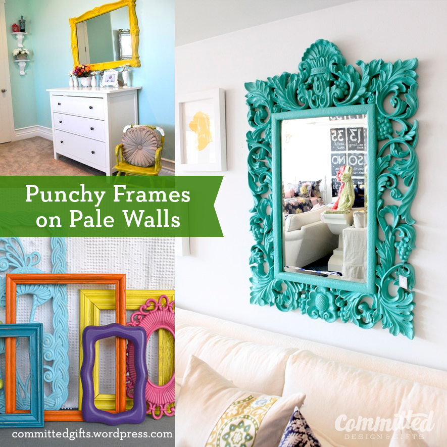 Painting ornate frames bright colors.