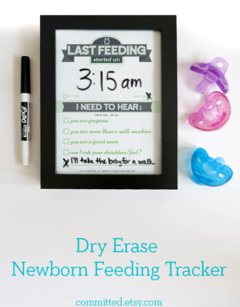 Last Feeding Tracker baby shower gift on Etsy.